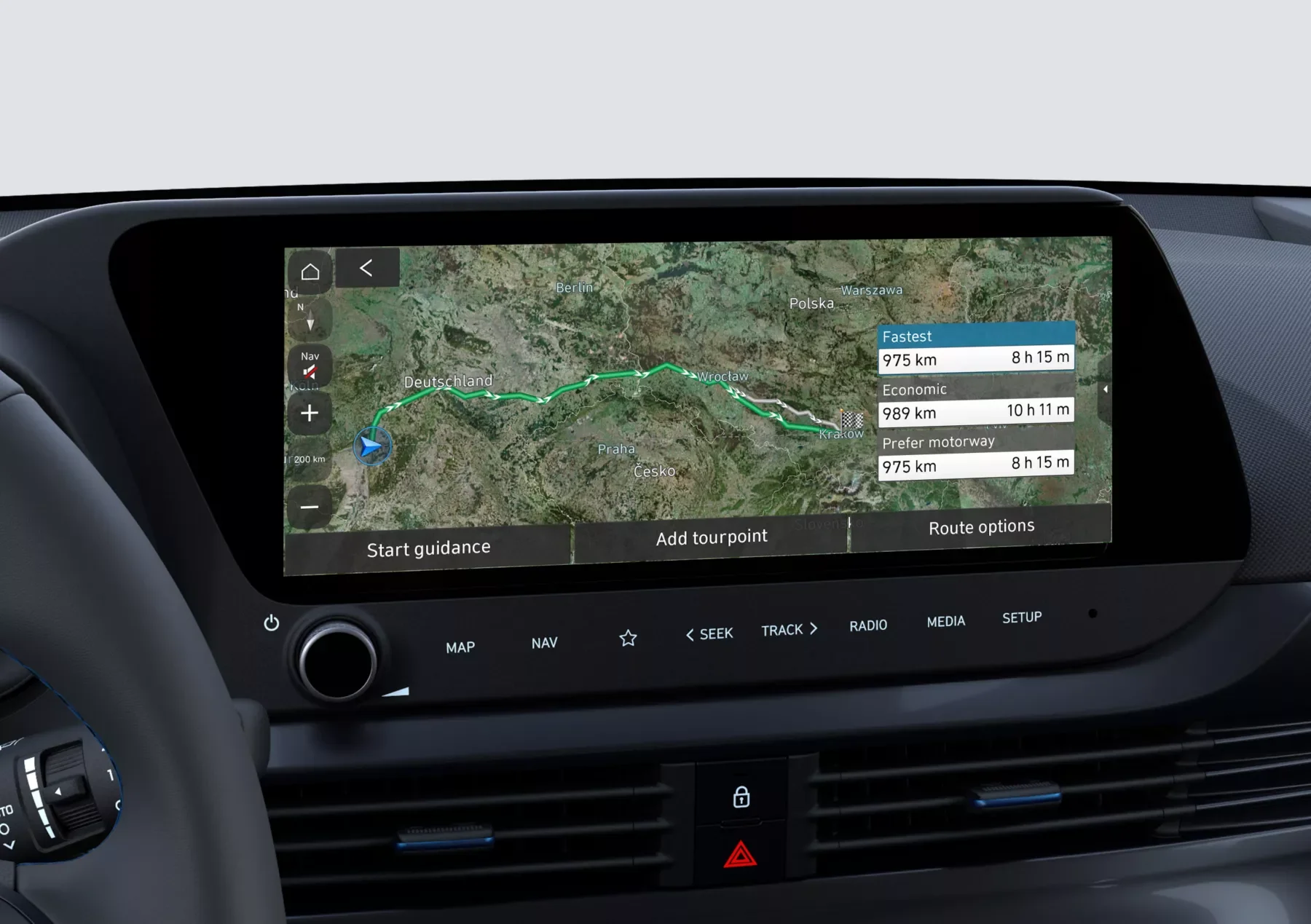 Ruttberäkning i navigationssystemet i Hyundai BAYON