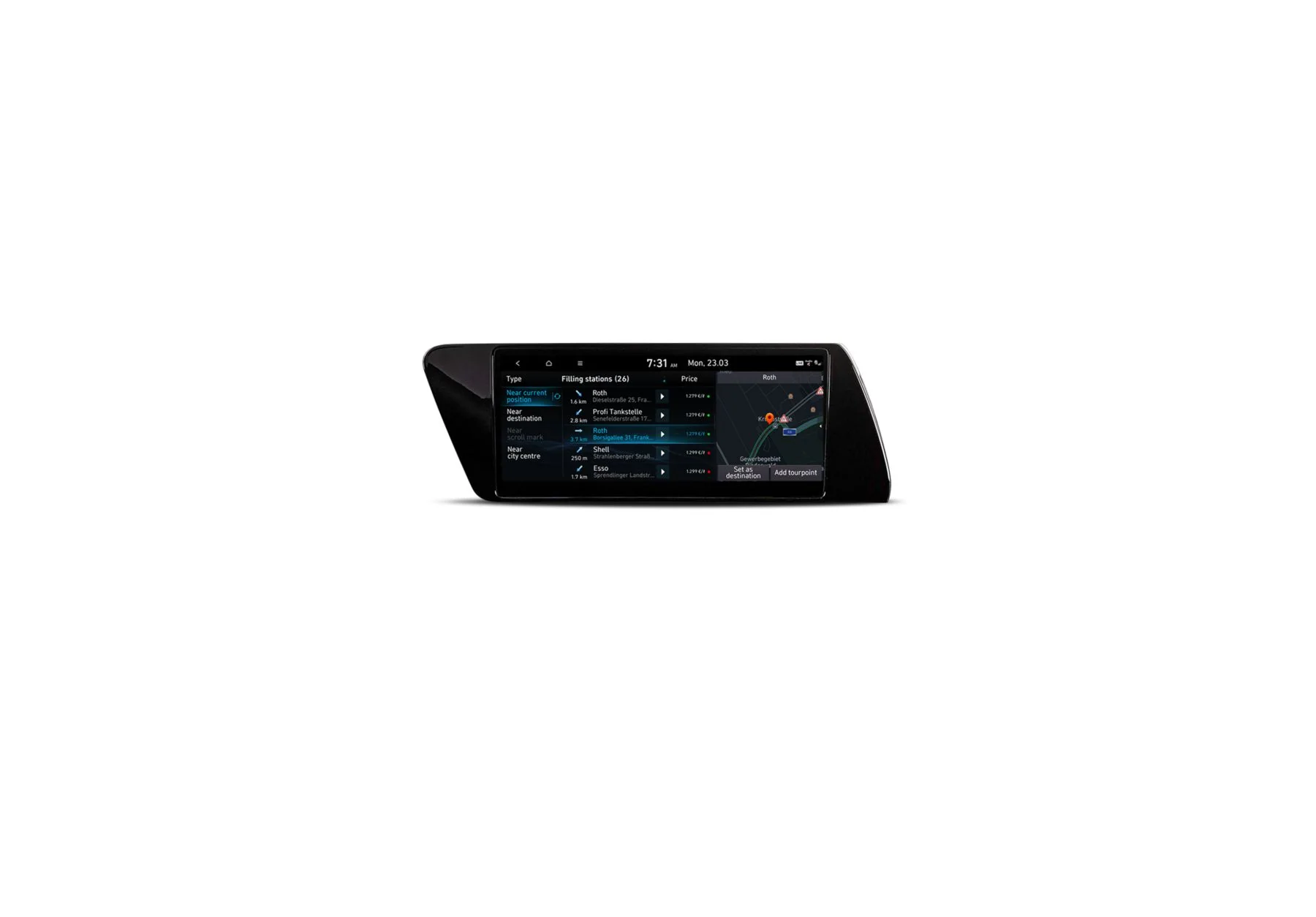 LIVE Services-funktion i pekskärmen i Hyundai i20