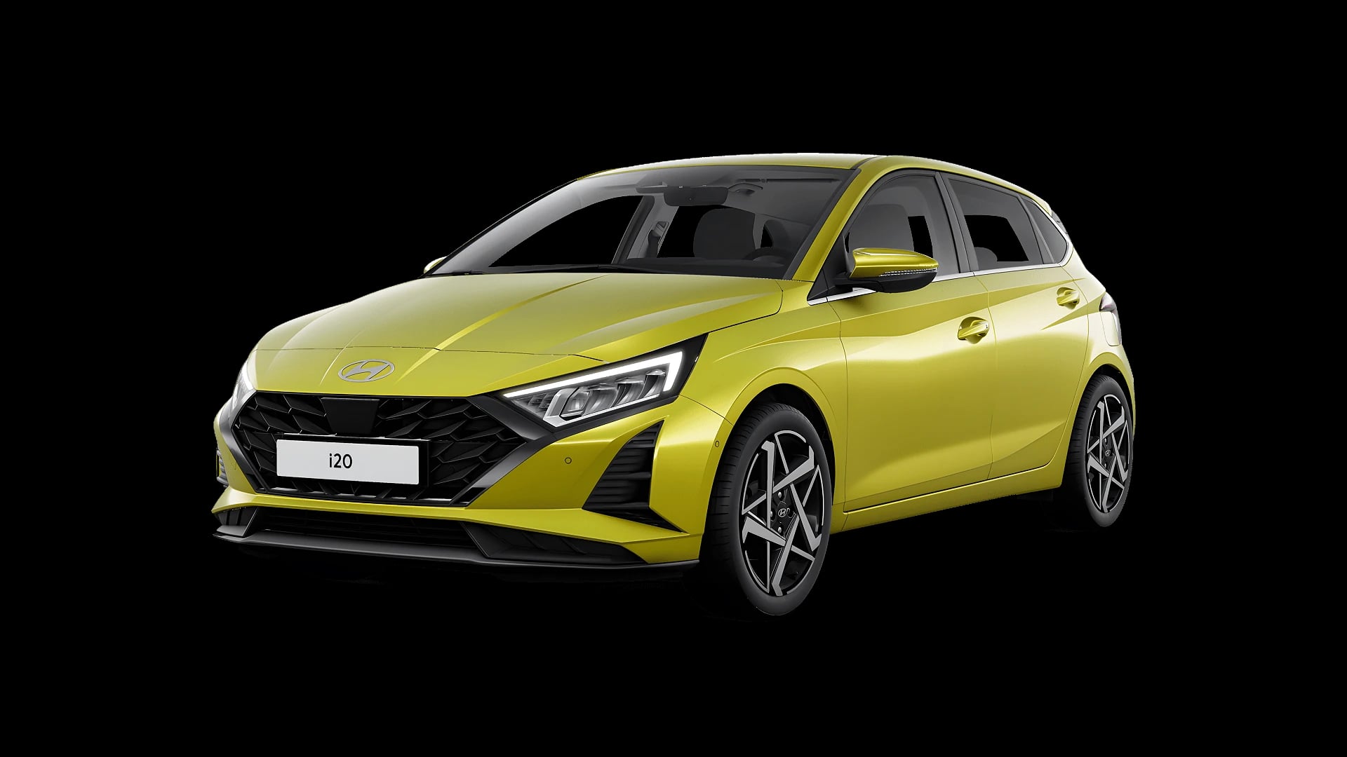 Hyundai i20, snett framifrån, frilagd