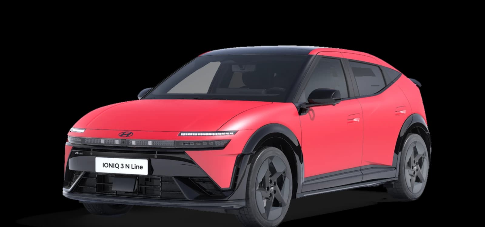 Hyundai IONIQ 3 N Line Evo i fotostudio, tre-kvarts front