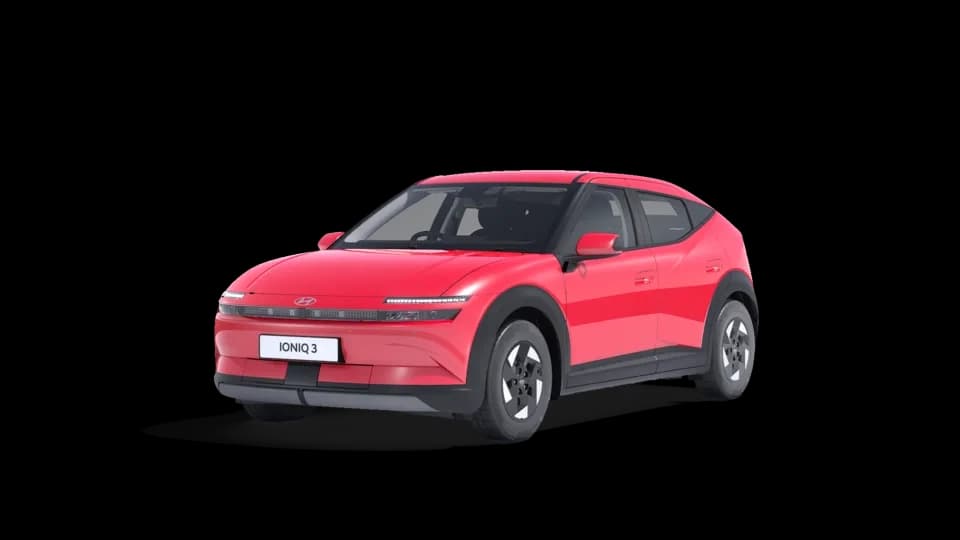 Hyundai IONIQ 3, snett framifrån mot transparent bakgrund