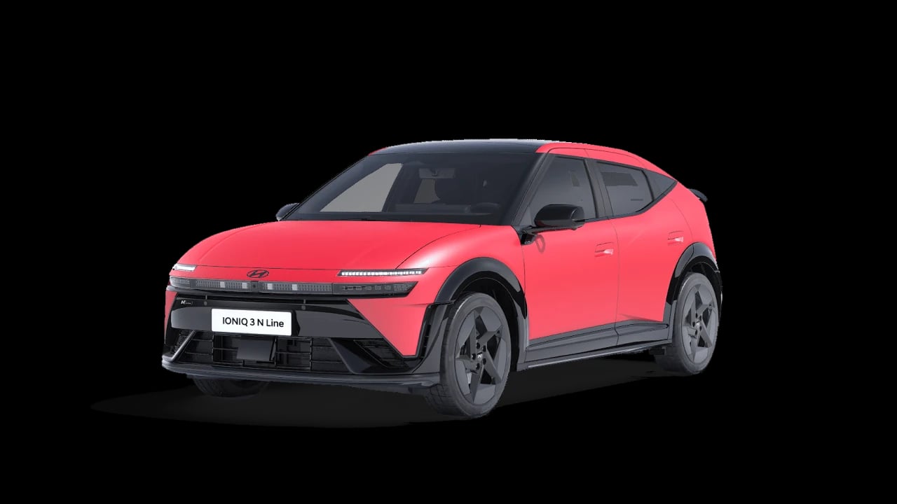 Hyundai IONIQ 3, snett framifrån, frilagd