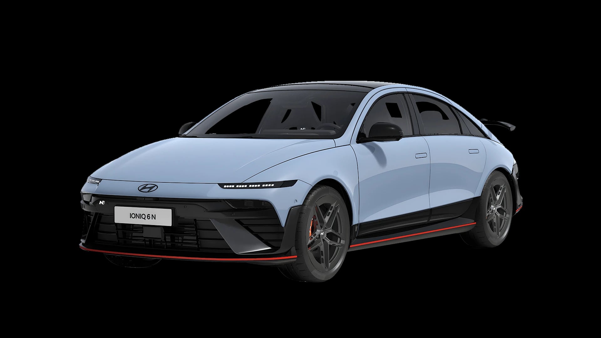 Hyundai IONIQ 6 N, snett framifrån, frilagd