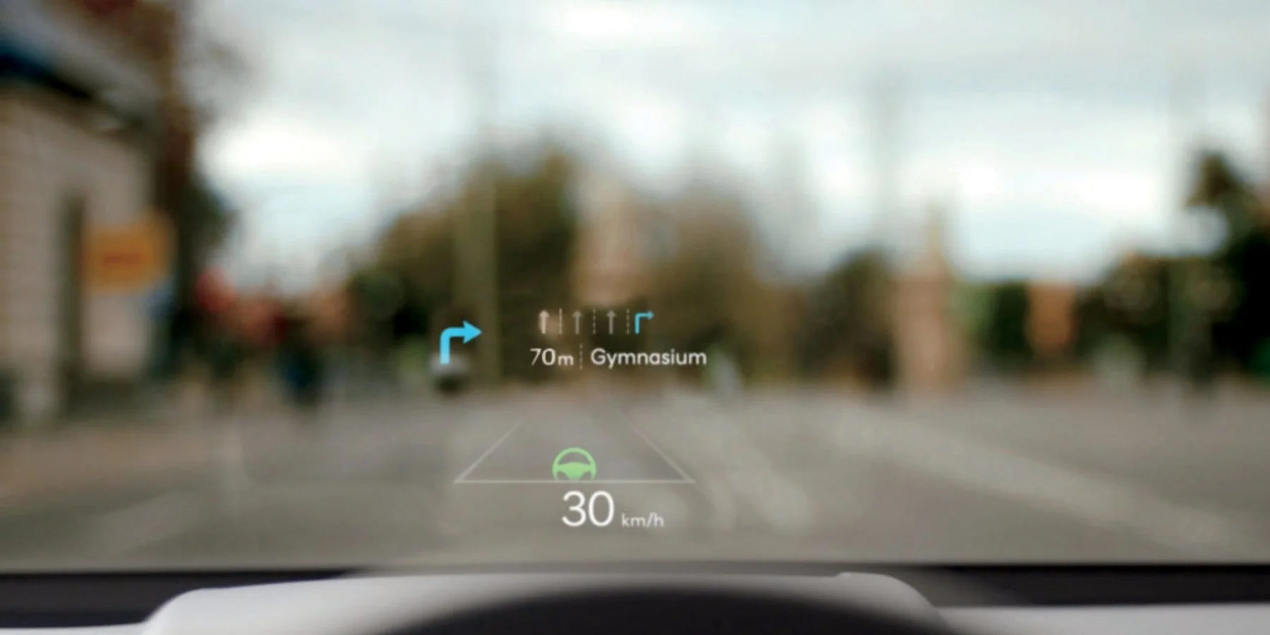 Head-up-display projicerar navigationsinformation på vindrutan