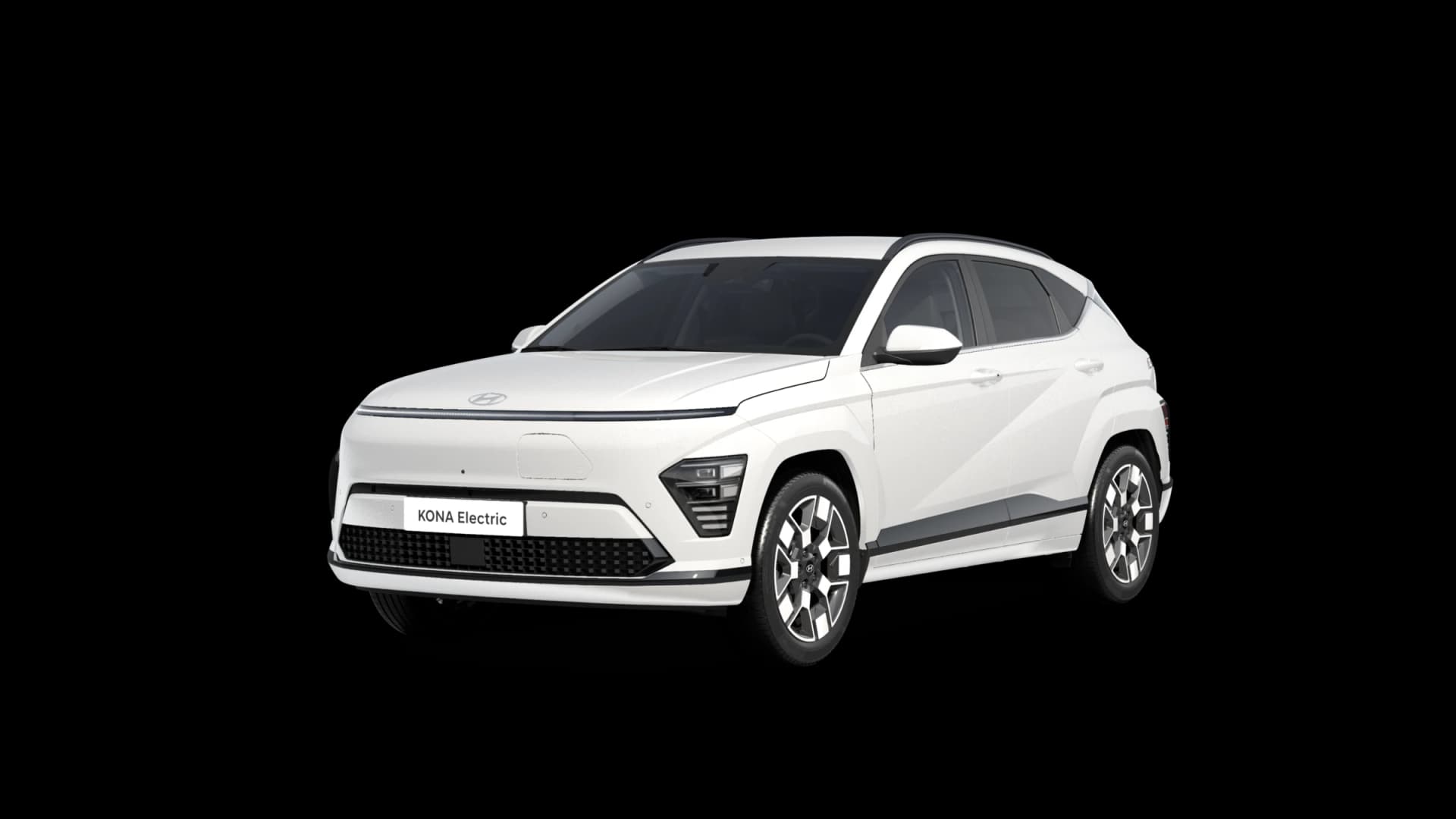 Hyundai KONA Electric Advanced, snett framifrån mot transparent bakgrund
