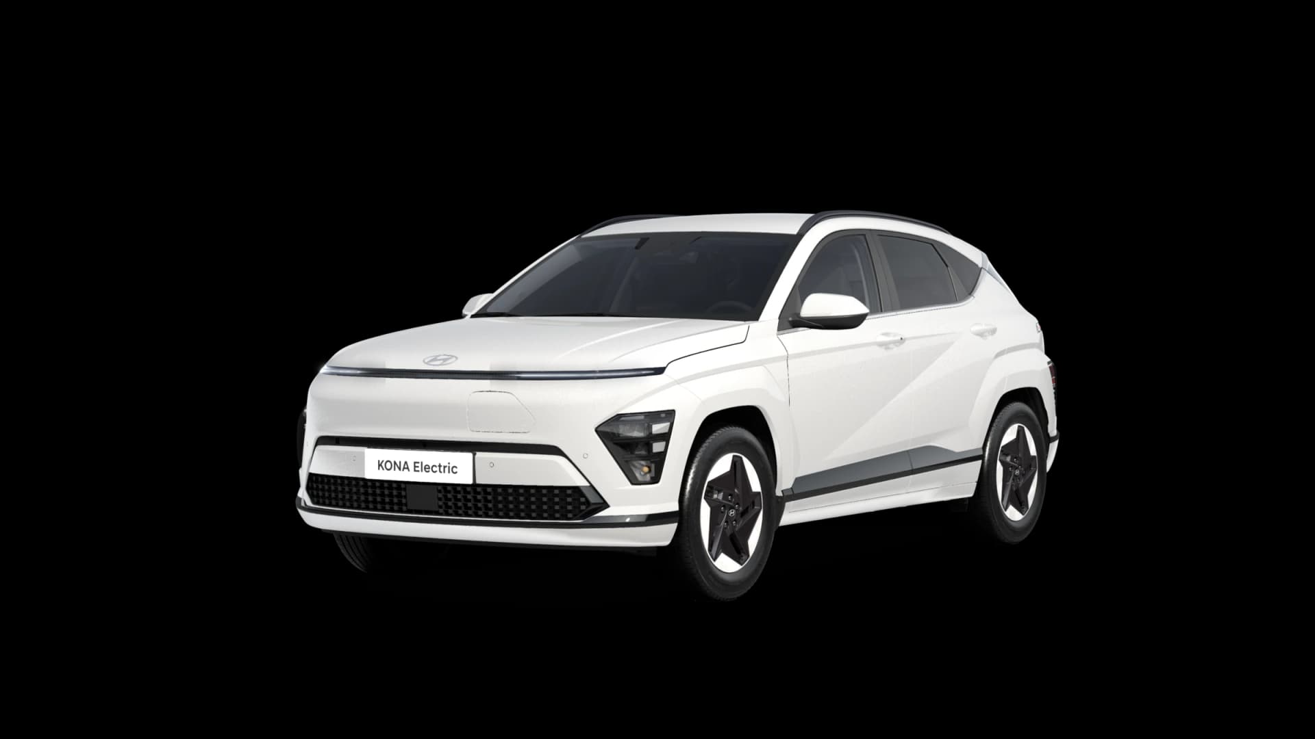 Hyundai KONA Electric Essential, snett framifrån mot transparent bakgrund