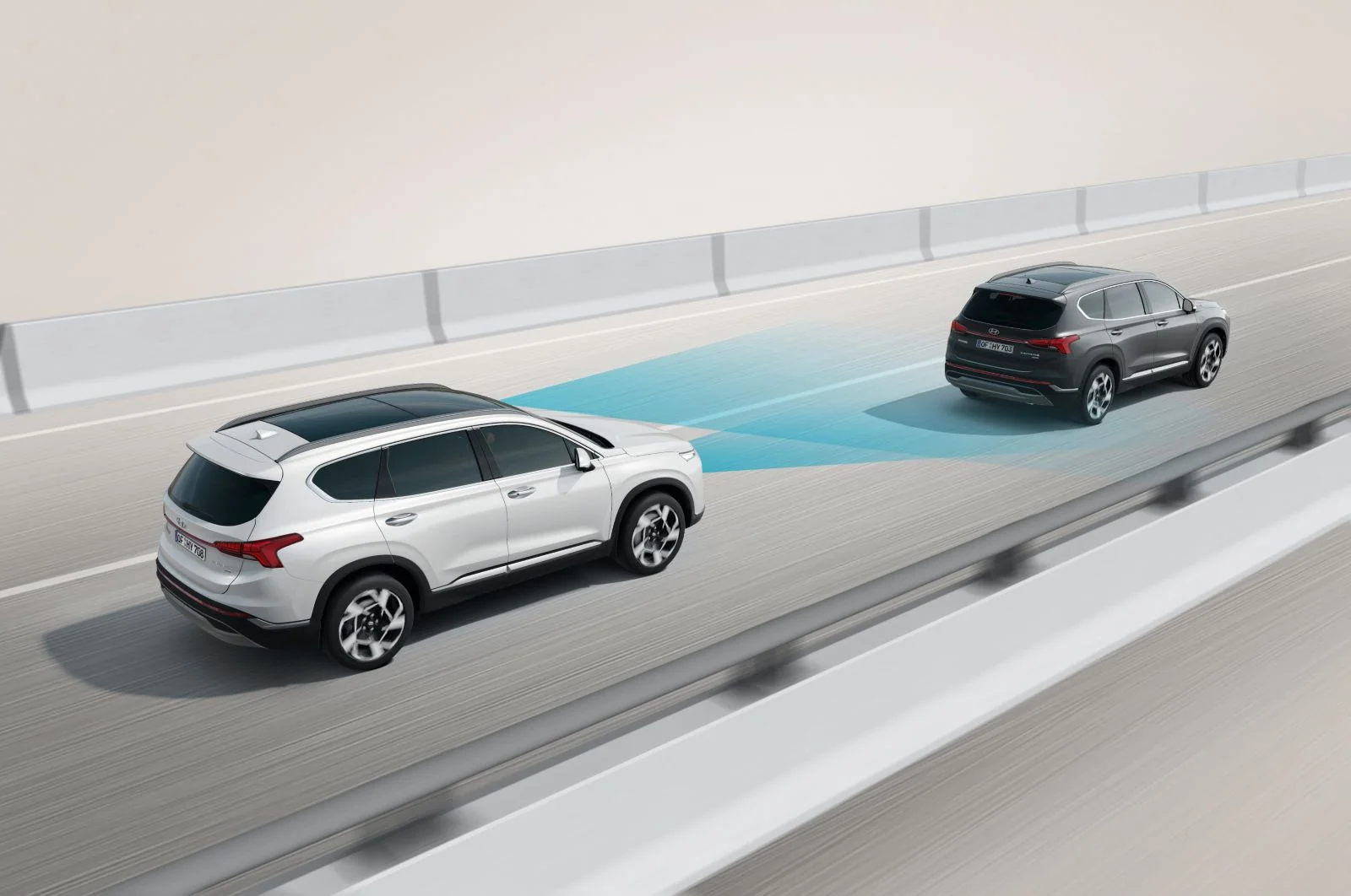 Illustration av Motorvägsassistans (HDA 1.5) — avståndshållning till framförvarande fordon