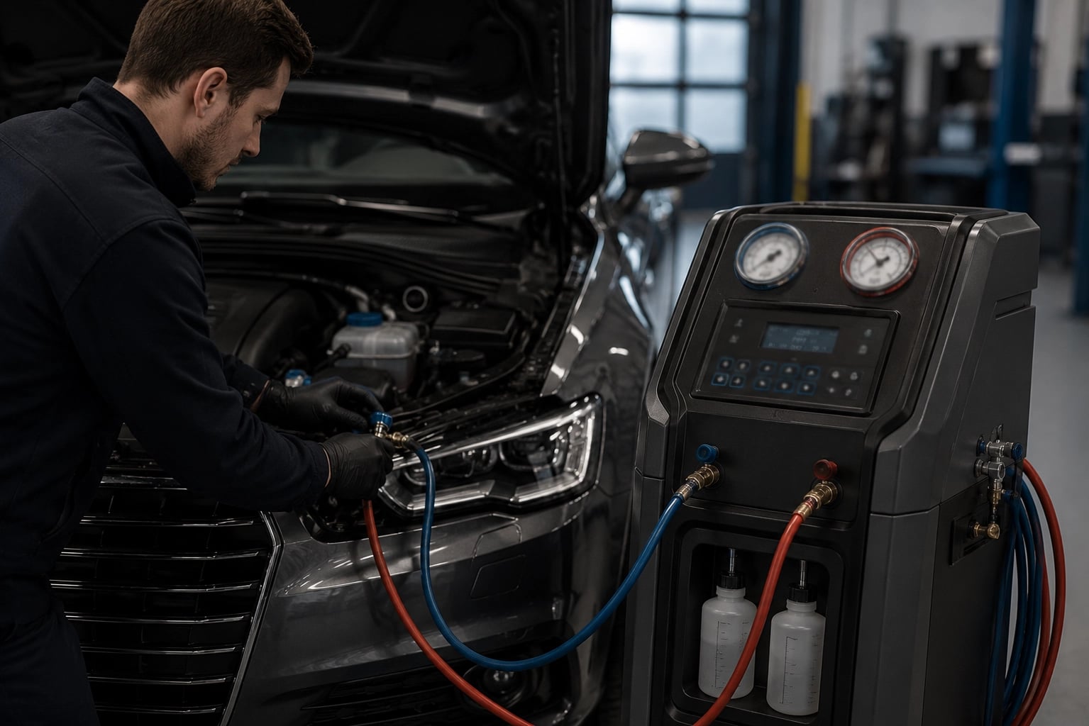 Läcksökning, filterbyte och desinficering — AC-service hos Autogruppen i Lund