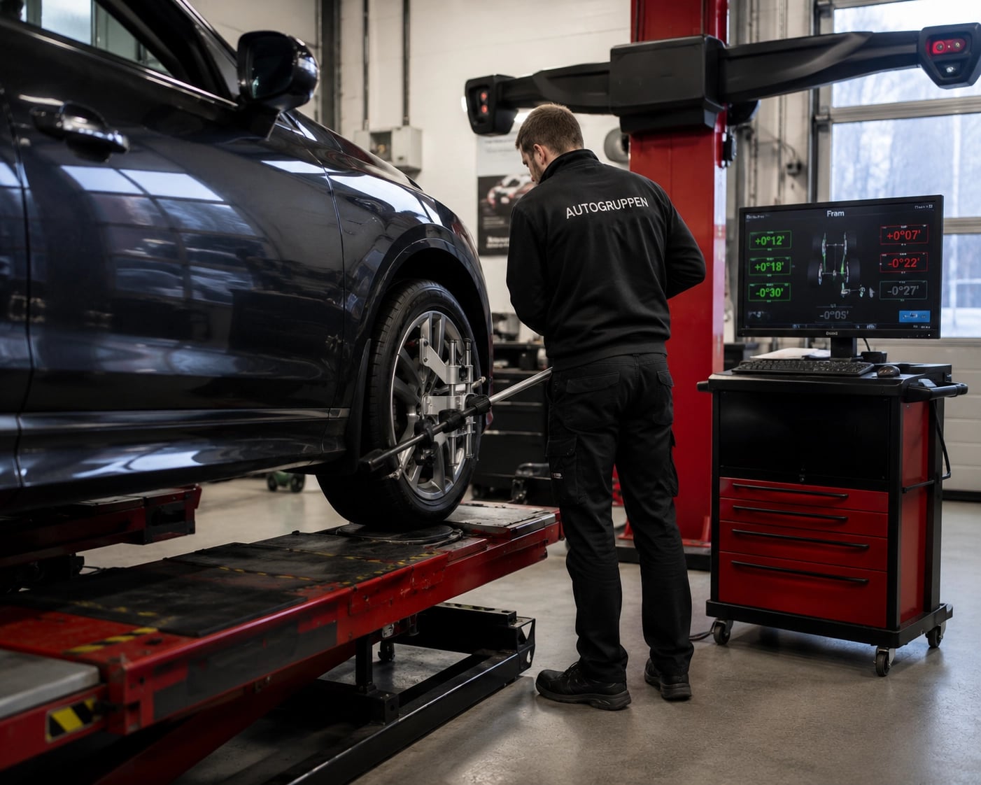 Avläsning av hjulvinklar mot tillverkarens börvärden hos Autogruppen i Lund
