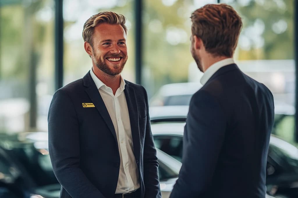 Servicerådgivare hos Autogruppen tar emot Alfa Romeo-kund