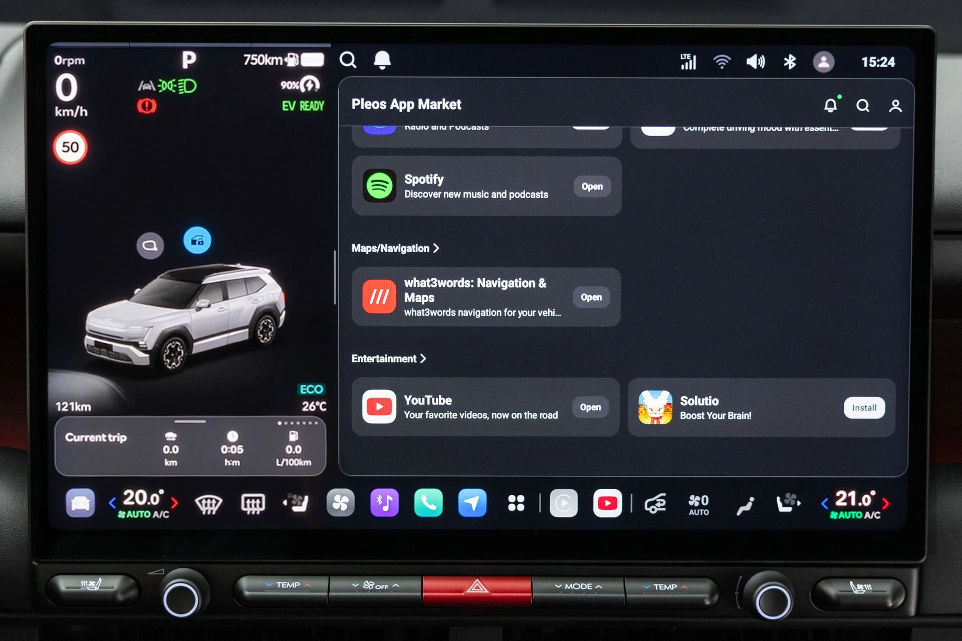 Pleos Connect-skärmen i nya Hyundai TUCSON med appbutik och fordonsinformation
